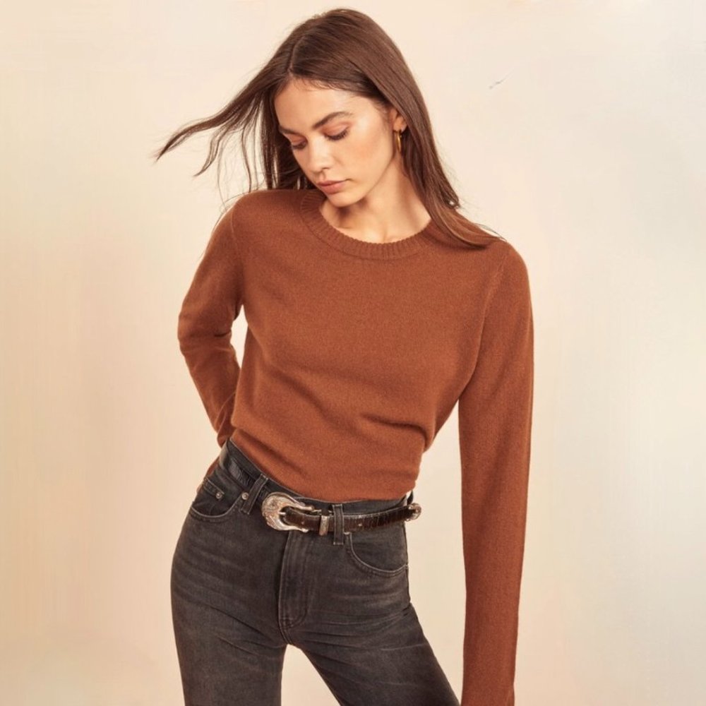 Reformation Brown Crew Neck Sweater